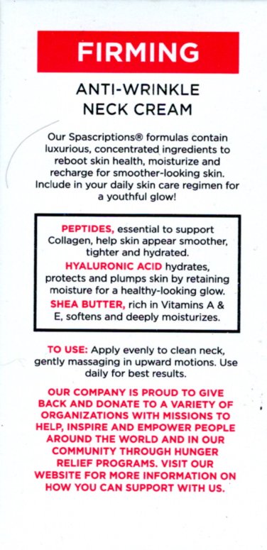 Spascriptions Firming Anti-Wrinkle Neck Cream - Peptides & Hyaluronic Acid