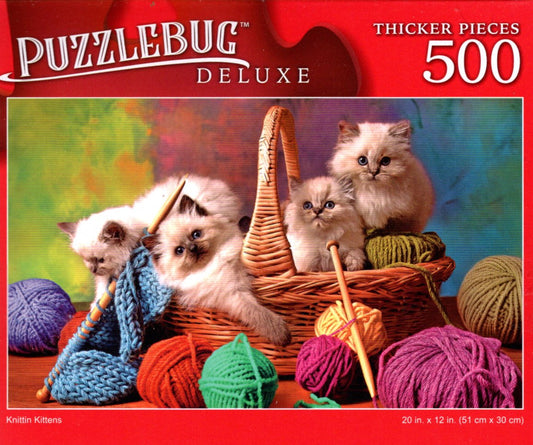 Knitting Kittens - 500 Pieces Deluxe Jigsaw Puzzle