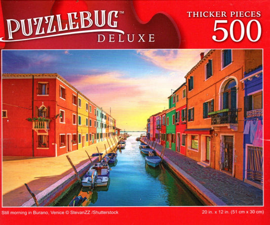 Still Morning in Burano, Venice - 500 Pieces Deluxe Jigsaw Puzzle