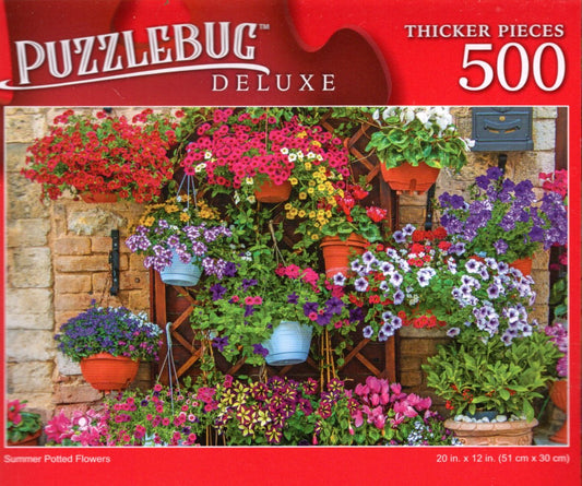 Summer Potted Flowers - 500 Pieces Deluxe Jigsaw Puzzle