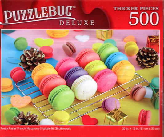 Pretty Pastel French Macarons - 500 Pieces Deluxe Jigsaw Puzzle