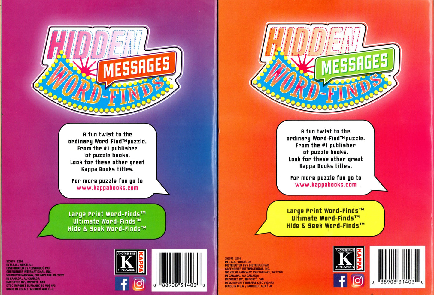 Large Print Hidden Message Word - Finds (All New Puzzles) - Vol.163,164 Now 96 Pages