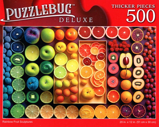 Rainbow Fruit Sculptures - 500 Pieces Deluxe Jigsaw Puzzle