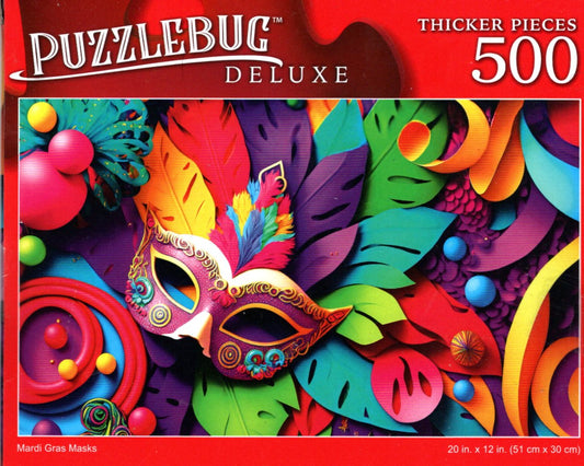 Mardi Gras Mask - 500 Pieces Deluxe Jigsaw Puzzle