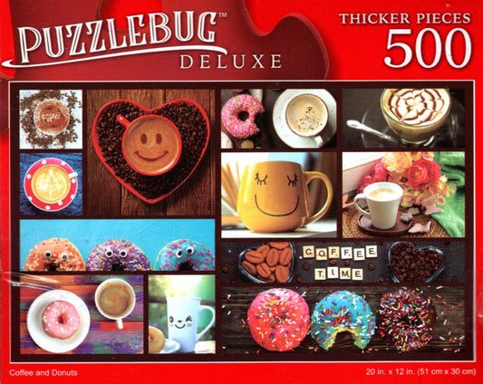 Coffee and Donuts - 500 Pieces Deluxe Jigsaw Puzzle