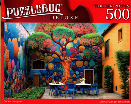Colorful Courtyard - 500 Pieces Deluxe Jigsaw Puzzle