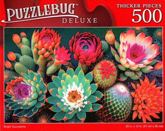 Bright Succulents - 500 Pieces Deluxe Jigsaw Puzzle