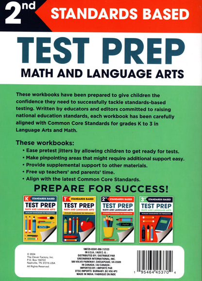 Second Grade Math & Language Arts Test Prep Workbook v3