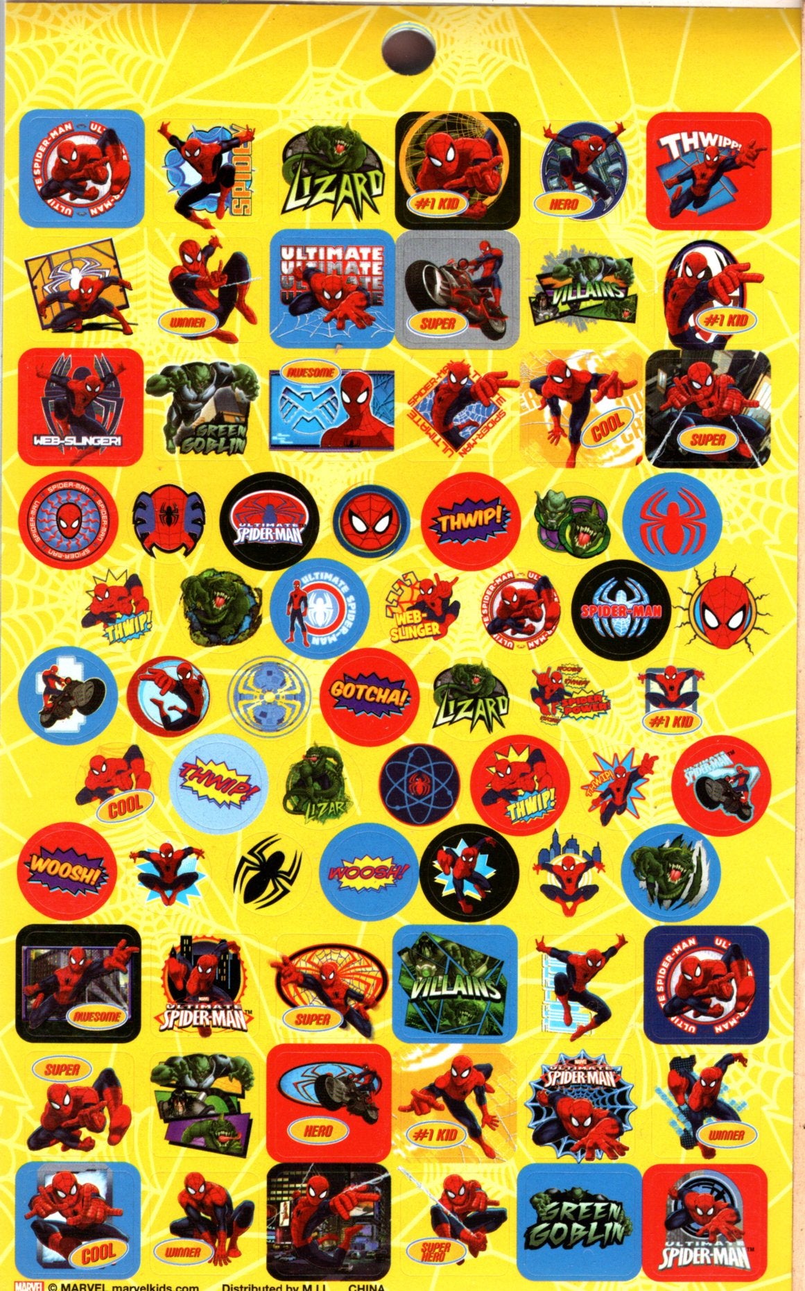 Marvel - Spider-Man - Sticker Collection 4 Sheets - over 270 Stickers