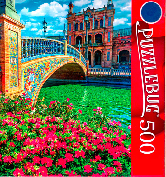 Plaza Espana in Sevilla, Spain - 500 Pieces Deluxe Jigsaw Puzzle