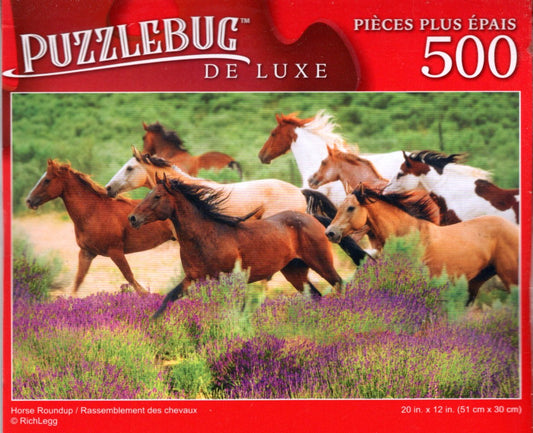 Horse Roundup - 500 Pieces Deluxe Jigsaw Puzzle