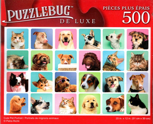 Cute Pet Portrait - 500 Pieces Deluxe Jigsaw Puzzle