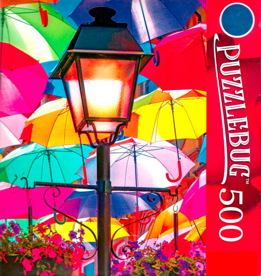 Lamp Lit with Umbrellas - 500 Pieces Deluxe Jigsaw Puzzle