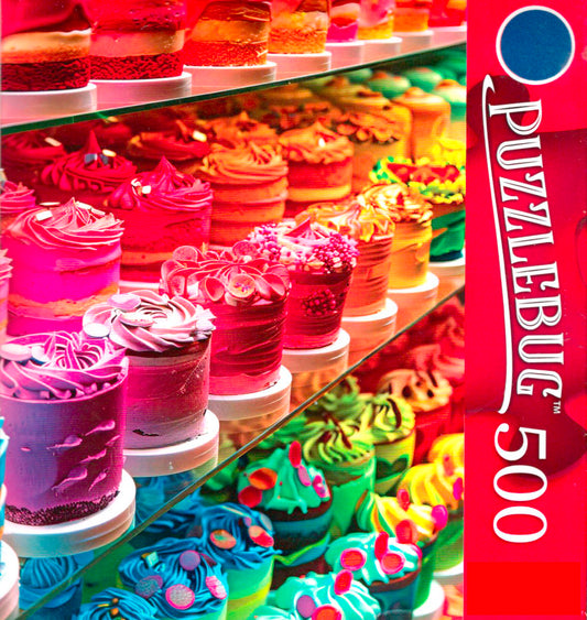 Colorful Cupcakes on Display - 500 Pieces Deluxe Jigsaw Puzzle