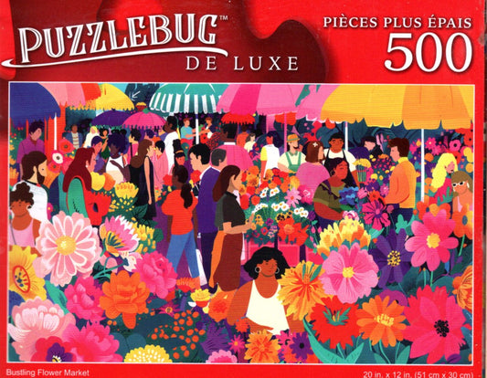 Busting Flower Market - 500 Pieces Deluxe Jigsaw Puzzle