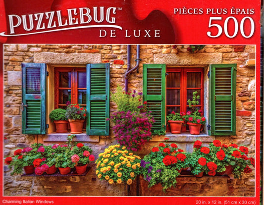 Charming Italian Windows - 500 Pieces Deluxe Jigsaw Puzzle