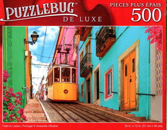 Tram in Lisbon, Portugal - 500 Pieces Deluxe Jigsaw Puzzle