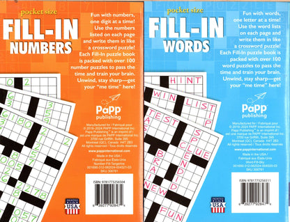 Fill in Numbers & Fill in Words - Sharpen Your Memory, Boost Your Brain (Pocket Size) - Vol.3 - 3