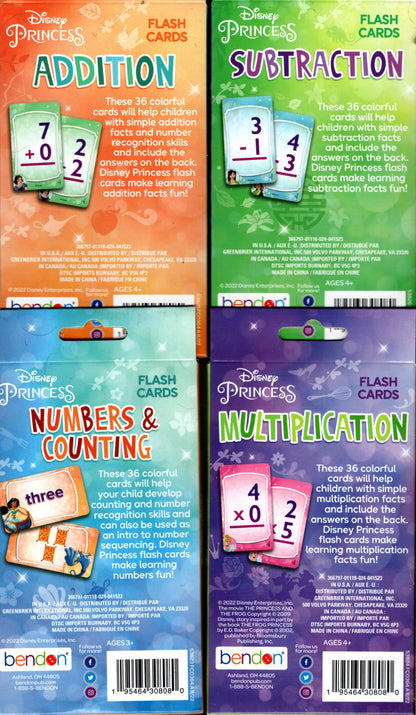 Disney Princess Addition, Subtraction, Number, Multiplication - Flash Cards Set