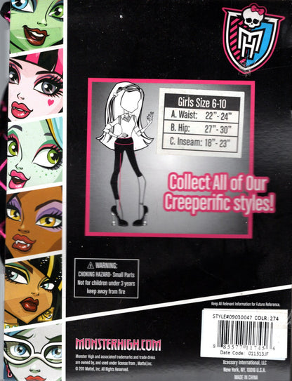 Monster High Creeper Pic Kids Leggings Size 6-10