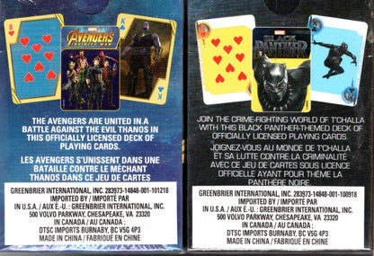 Marvel Black Panther & Avengers Playing Cards Sealed Deck of 52 Cards (Set of 2)