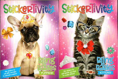 Bling Babies Puppies and Kittens - Sticker Included - Activity Book (Set of 2)
