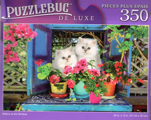 Kittens at The Window - 350 Pieces Deluxe Jigsaw Puzzle