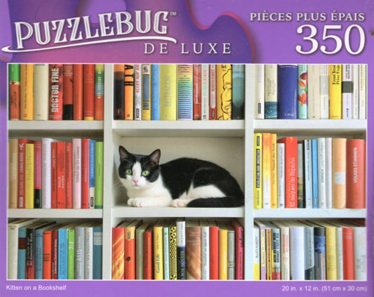 Kitten on a Bookshelf - 350 Pieces Deluxe Jigsaw Puzzle