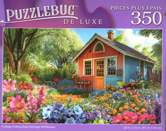 Cottage Potting Shed Amongst Wildflowers - 350 Pieces Deluxe Jigsaw Puzzle