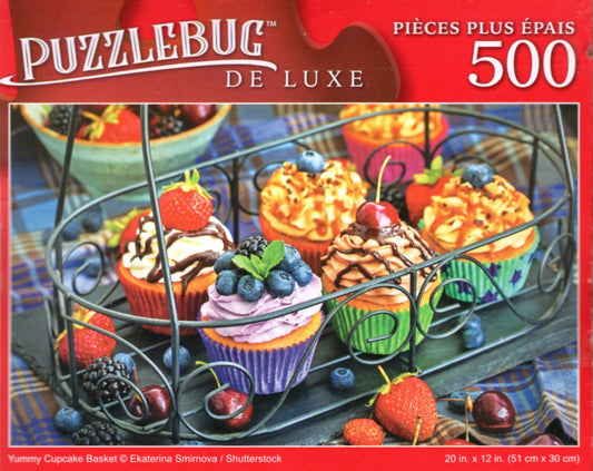 Yummy Cupcake Basket - 500 Pieces Deluxe Jigsaw Puzzle