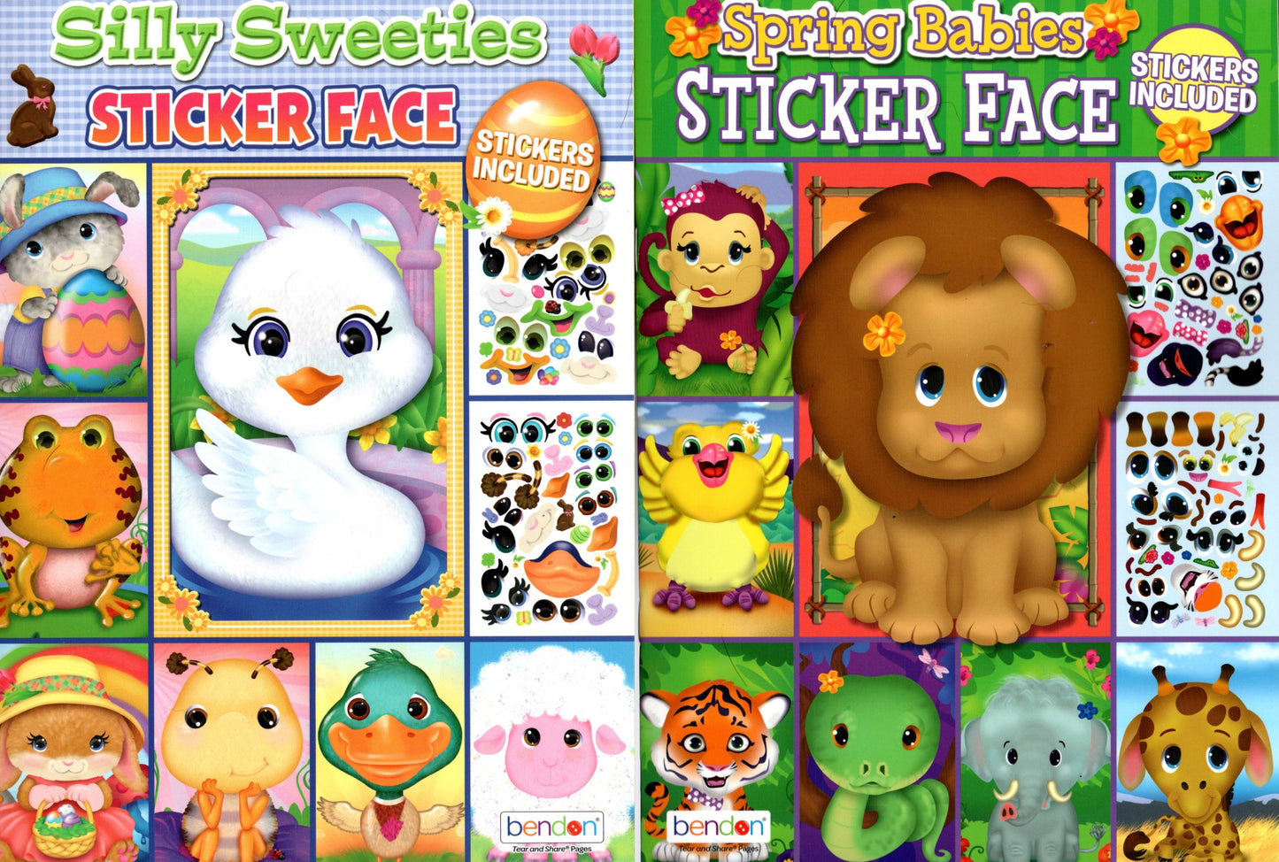 Silly Sweeties & Spring Babies - Sticker Face - Sticker Activity Book (Set of 2 Books)