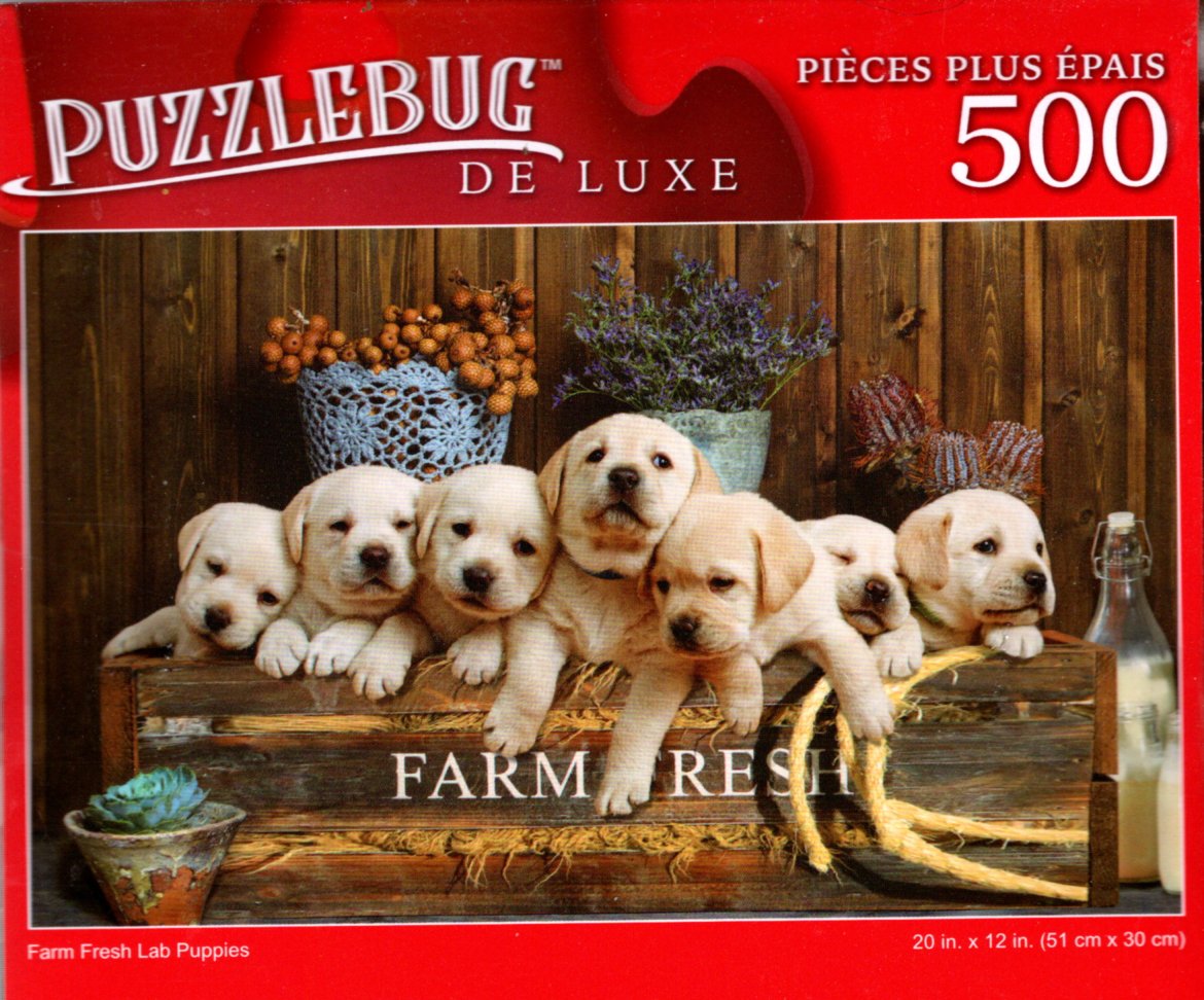 Farm Fresh Lab Puppies - 500 Pieces Deluxe Jigsaw Puzzle