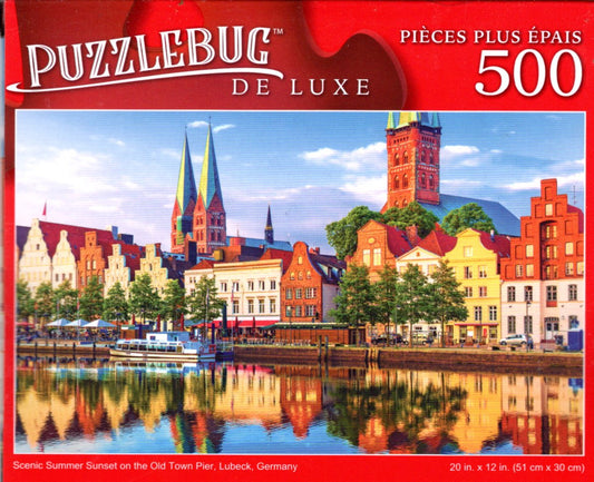 Scenic Summer Sunset on The Old Town Pier, Lubeck, Germany - 500 Pieces Puzzle