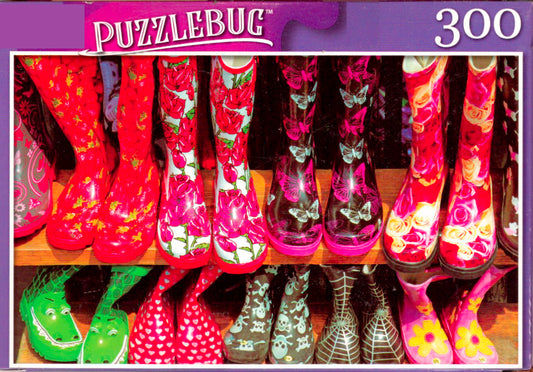 Colorful Children's Boots at Market Stall - 300 Pieces Jigsaw Puzzle