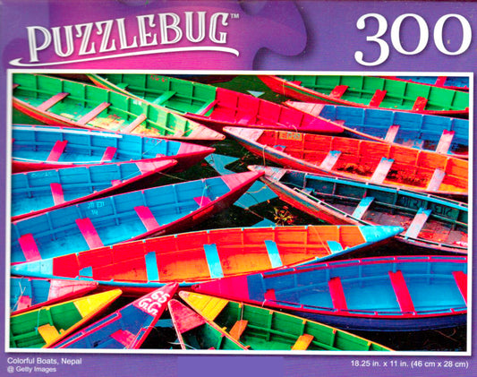 Colorful Boats, Nepal - 300 Pieces Jigsaw Puzzle