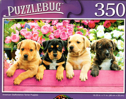 American Staffordshire Terrier Puppies - 350 Pieces Jigsaw Puzzle