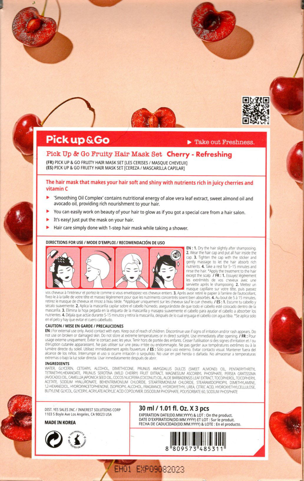Pick Up & Go Fruity Hand Mask Set Cherry - Refreshing Made in Korea (Set of 2)