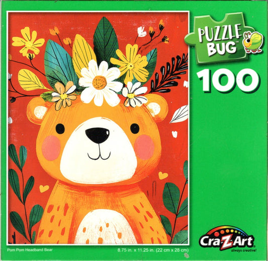 Pom Pom Headband Bear - 100 Piece Jigsaw Puzzle