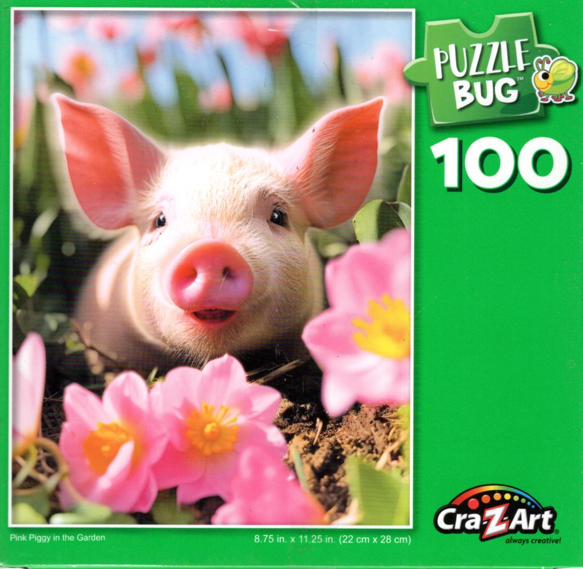 Pink Piggy in The Garden - 100 Piece Jigsaw Puzzle
