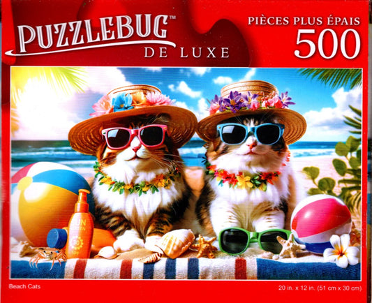 Beach Cats - 500 Pieces Deluxe Jigsaw Puzzle