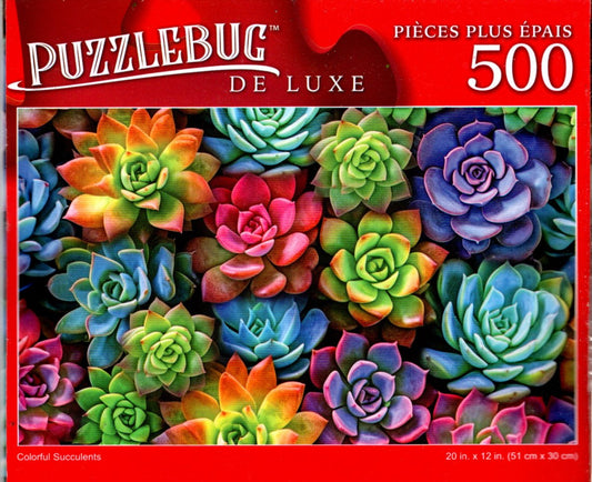 Colorful Succulents - 500 Pieces Deluxe Jigsaw Puzzle