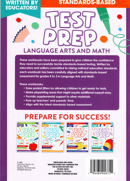 Third Grade Math & Language Arts Test Prep Workbook v3