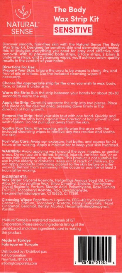 Body Wax Strip Kit, 20 Pieces, Safe for Sensitive Skin (Set of 3)