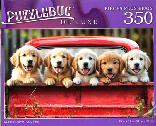 Golden Retriever Puppy Truck - 350 Pieces Jigsaw Deluxe Puzzle