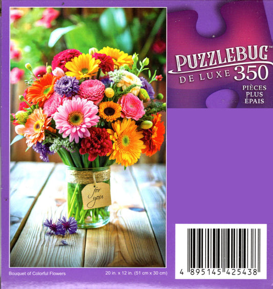 Bouquet of Colorful Flowers - 350 Pieces Jigsaw Deluxe Puzzle