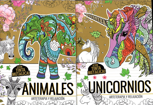 Coloring Books for Adults - Animals & Unicornios (Set of 2 Books)