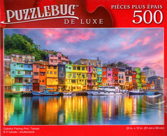 Colorful Fishing Port, Taiwan - 500 Pieces Deluxe Jigsaw Puzzle