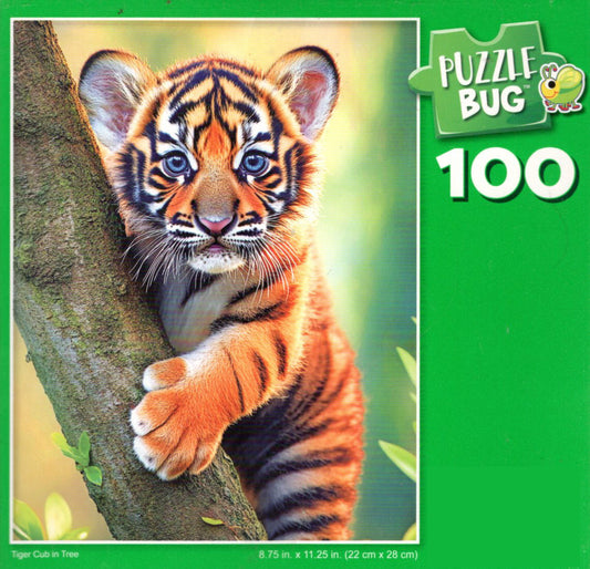 Tiger Cub in Tree - 100 Piece Jigsaw Puzzle