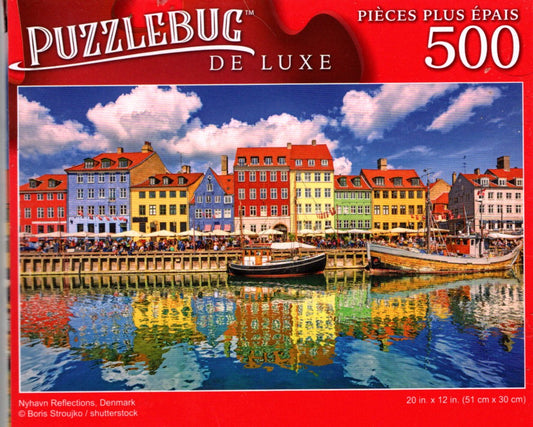 Nyhavn Reflections. Denmark - 500 Pieces Deluxe Jigsaw Puzzle