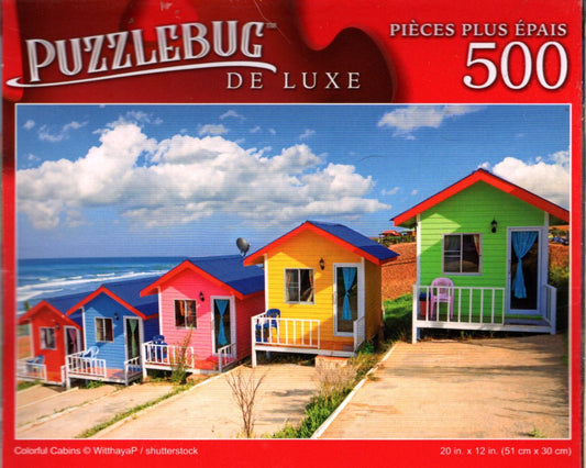 Colorful Cabins - 500 Pieces Deluxe Jigsaw Puzzle